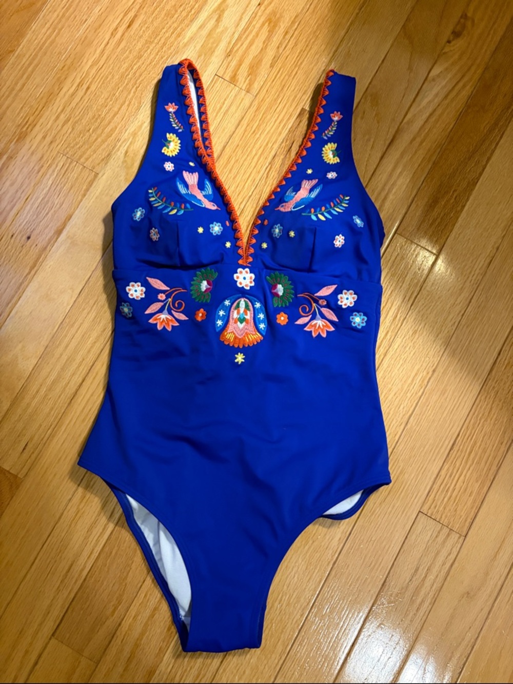 Biden Embroidered Royal Blue One-Piece Swimsuit